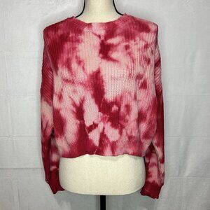 Freshman 1996 Tie-Dye Crop Top Midi Cable Knit Sweater Pinks Sz M
